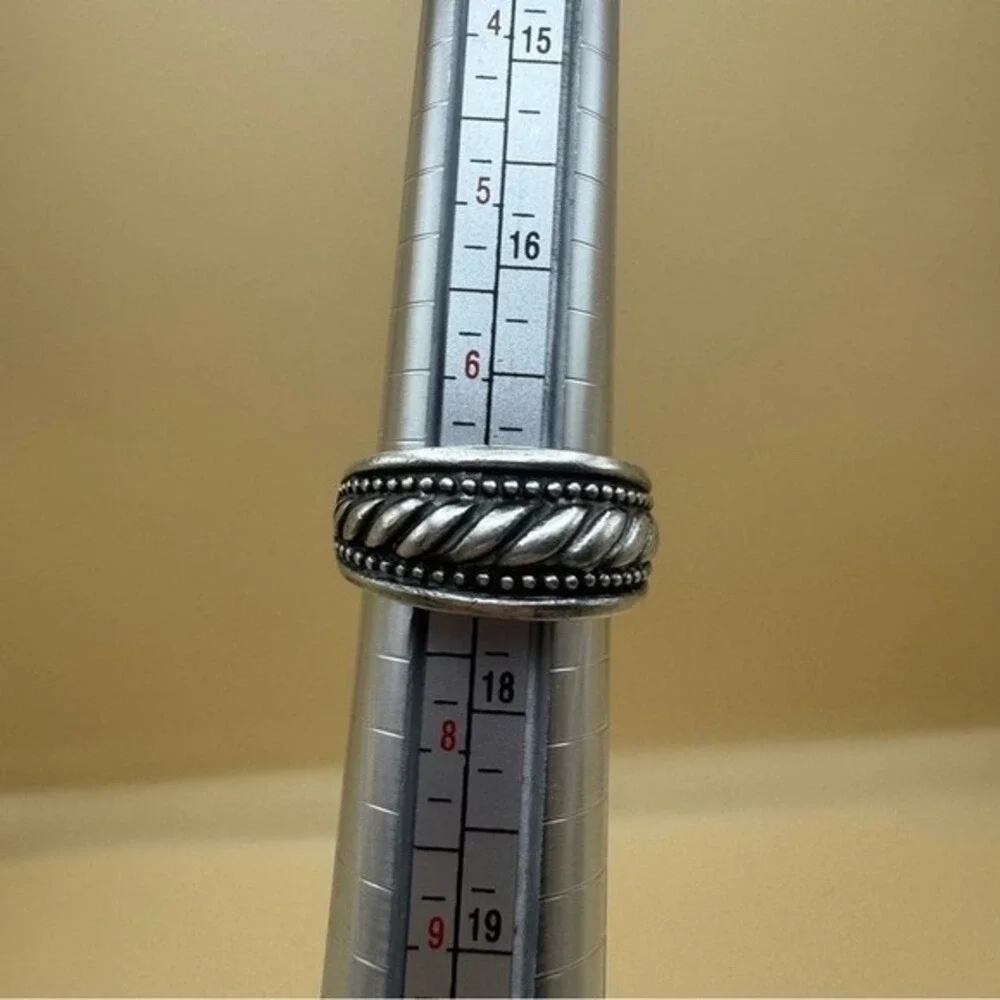 Vintage‎ 925 Sterling Silver Rope Ring Size 6.75 Stamped